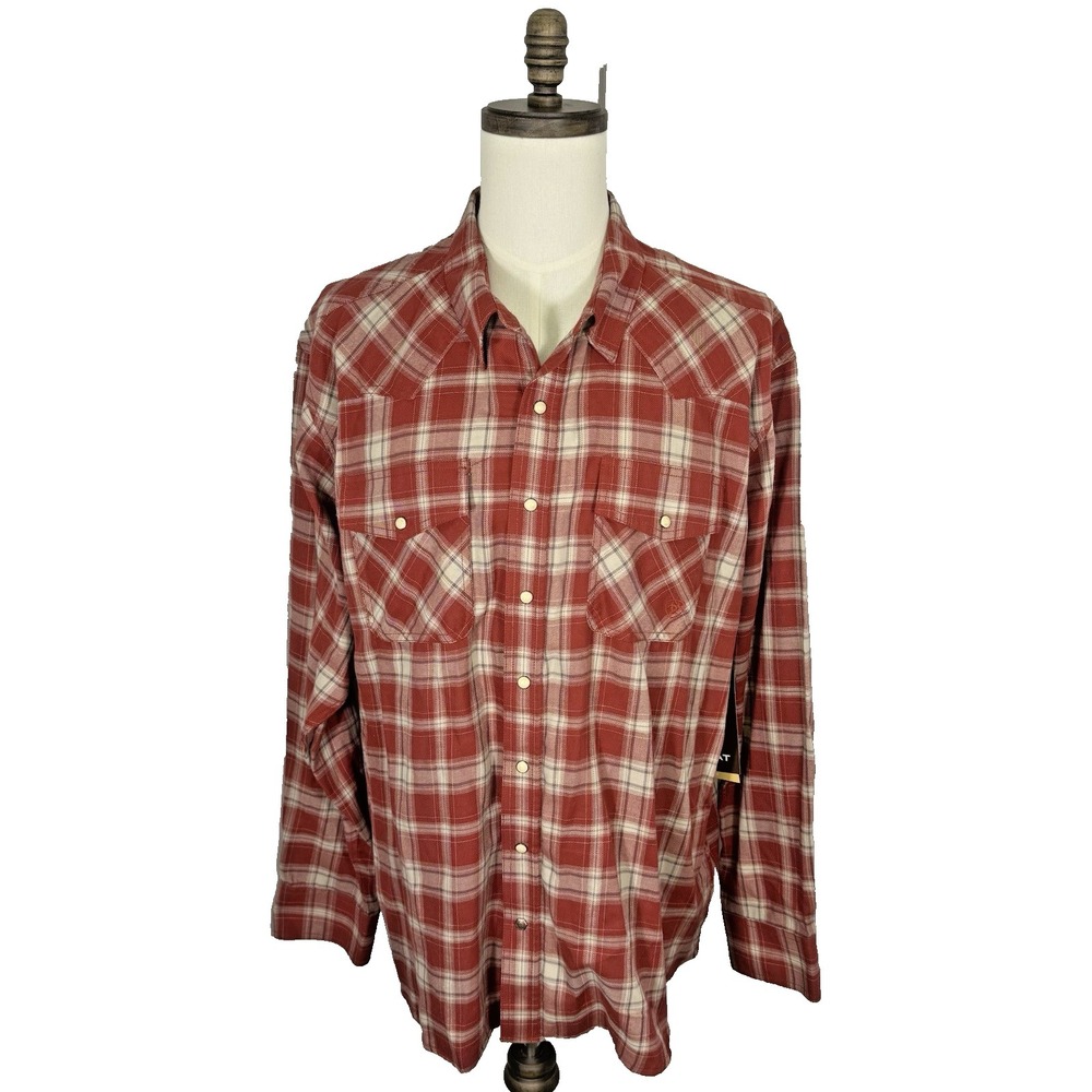 Ariat Holton Retro Pearl Snap Western Shirt Mens 3XL Red Plaid Cowboy Rodeo‎ NEW